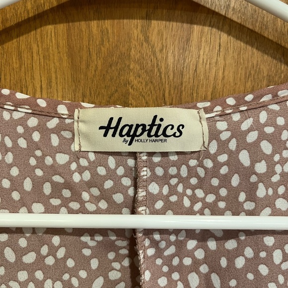 HAPTICS blush pink animal print v neck peplum style blouse - Picture 5 of 6